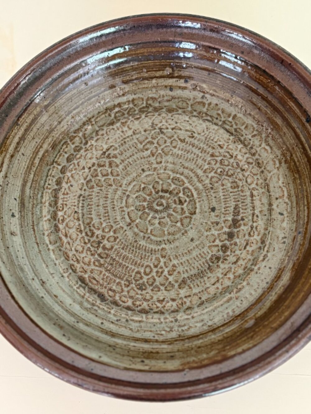 1980's Vintage  Large  11" Stoneware  Pottery Bowl - Picture 5 of 5